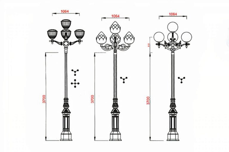 5 Globe Outside Decorative Lamp post Contemporary Street Light Pole