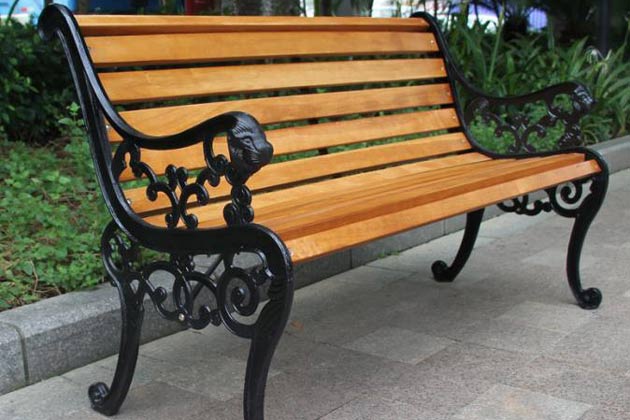 outdoor bench wood cast iron