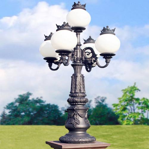 Victorian Royal Gothic Garden Lamp Post, 5 Globe Outdoor Lamp Post