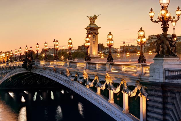 Pont Alexandre III at night with Light post