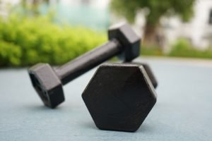 Fixed weight solid cast iron dumbbells