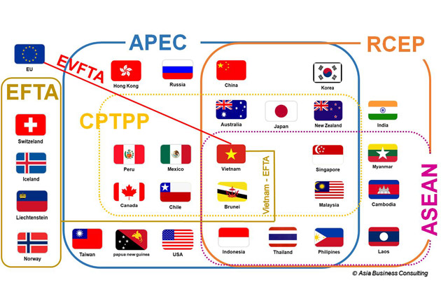 Vietnam is the member of a number of FTAs having a remarkable effect